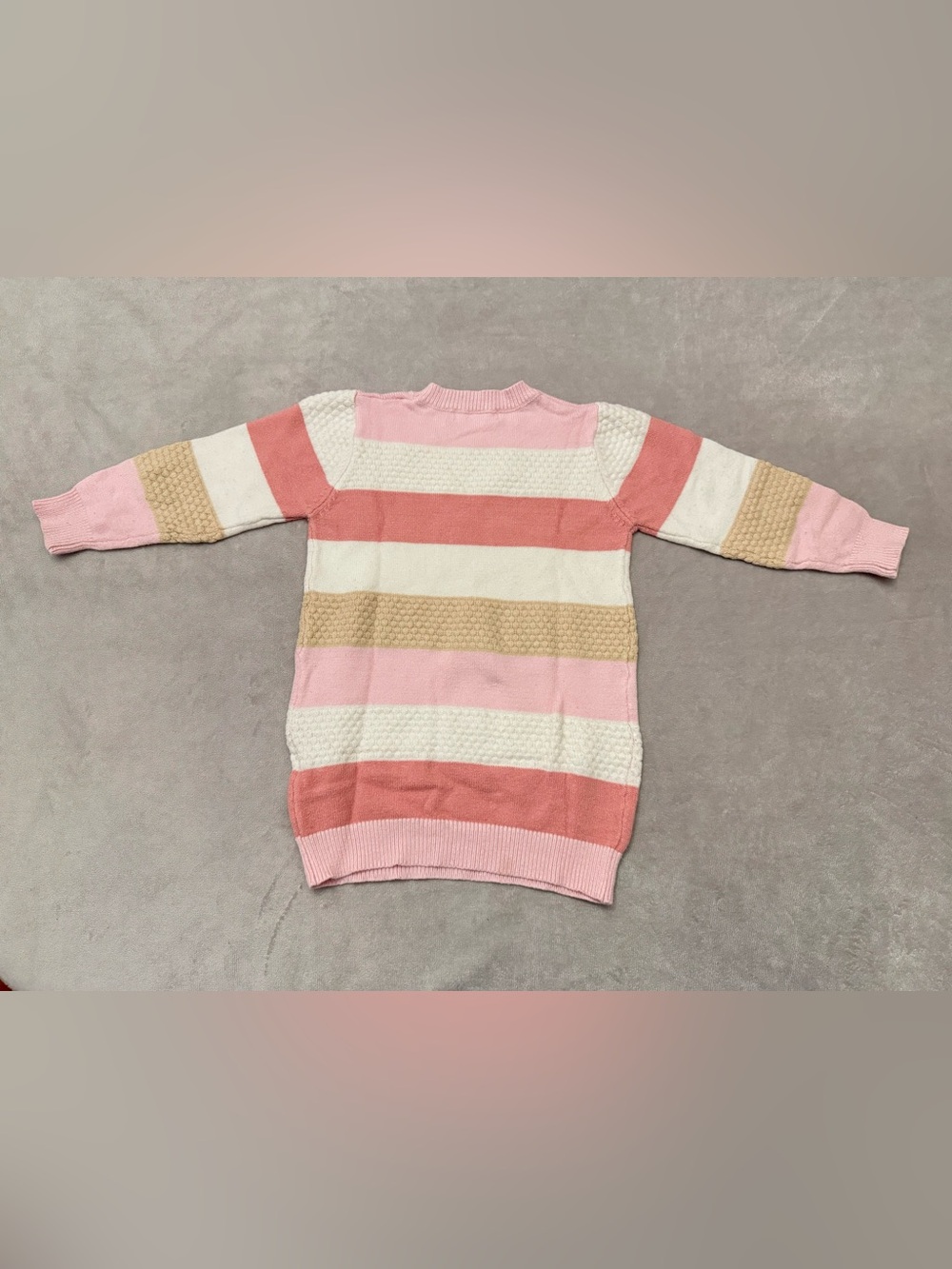 SHEIN Girls Striped Knit Sweater Dress Size 5Y Pink White Long Sleeve - Picture 3 of 8